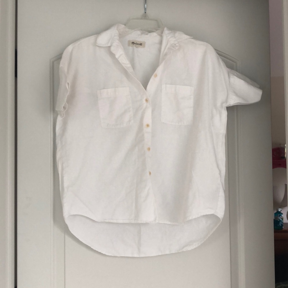Madewell White Cotton Shortsleeve Button-up